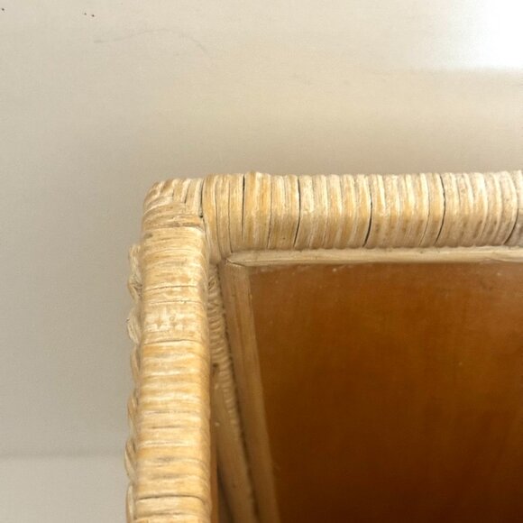 Pier 1 Rattan Waste Basket 11.5" White Wash Jamaica Collection Wicker Trash Can - Picture 11 of 16